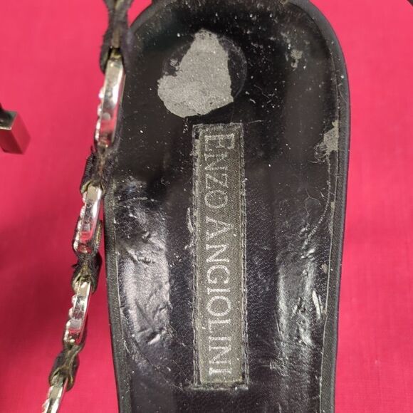 Vintage 90s Enzo Angolini Satin and Rhinestone Strappy Heels - Picture 10 of 16